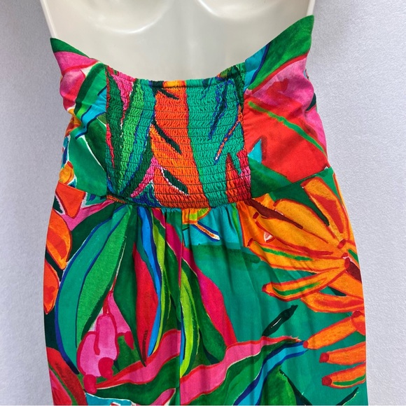 Farm Rio x Anthropologie Cover-Up Maxi Dress Size Small Tropical Halter - Picture 6 of 9